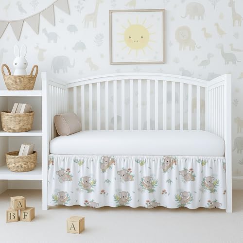 Image of Koala Cuddles Crib Skirt Dust Ruffle 14 inch Drop, Fits 28 inch x 52 inch