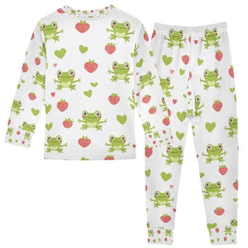 senya Frog with Strawberry Pajamas Set Long Sleeve Soft Cotton Sleepwear 2 Piece2