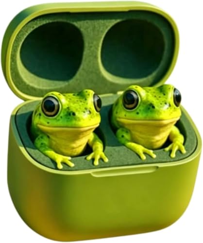 APRILADY Auriculares de rana, bonitos auriculares Bluetooth con forma de animal con funda de carga, auriculares inalámbricos con graves profundos, reducción de ruido, impermeabilidad IPX4, regalo para