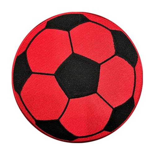 Soccer Ball 7 inch Red Patches Embroidered Iron on and Sew on Patches Applique Football Sports Embroidery Patch for Hat Dress Jeans Jacket Backpacks