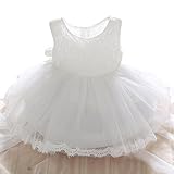 SZYL Baby Girls Lace Baptism Flower Dress Wedding Pegeant Tutu (3-6 Months, white)