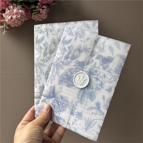 Papier vélin de mariage bleu-vert 5x7 aux finitions premium - 3