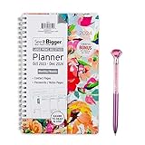 PlanAhead See It Bigger October 2023 - December 2024 Year Round Monthly/Weekly Planner,8.75' x 5.5' x 0.5'' / Medium Size and Sparkle Diamond Pen