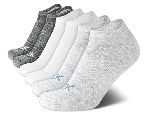 Image of Calvin Klein Womens No Show Socks - 6 Pack Breathable Cotton Blend Athletic Performance Low Cut Running Socks for Women