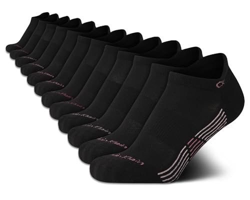 Image of Calvin Klein Womens No Show Socks - 12 Pack Lightweight Cushioned Athletic Tab Low Cut Running Socks for Women
