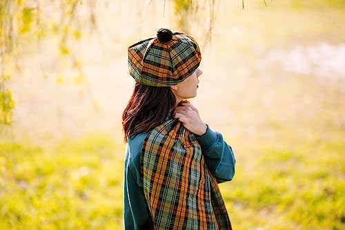 Image of Scottish Tam O' Shanter Hat Tartan Bonnet Pom Pom Wool Flat Cap One Size