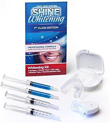 Shine Whitening Teeth Whitening Kit, LED Light, 35% Carbamide Peroxide, (2) 5ml Gel Syringes, Remineralization Gel, Tray and Case