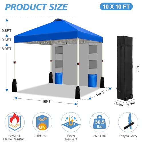WEIZE 10x10 Pop Up Canopy with Sidewall