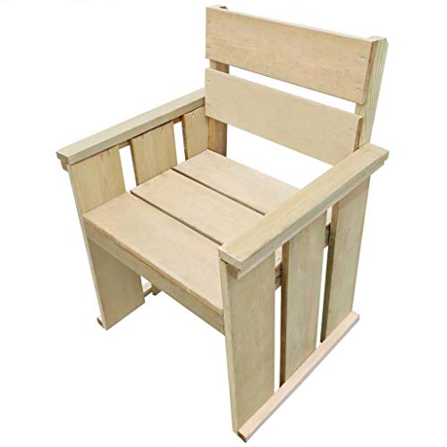 Tidyard Outdoor Dining Chair Wooden Garden Armchair FSC Impregnated Pinewood 61x56x89 cm