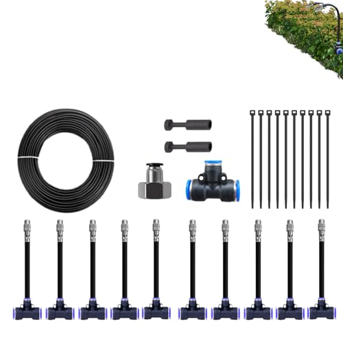Krujecnt Kit de Riego por Goteo - de Riego para Jardín de 360 Grados | Suministros de Riego con Función de Conexión Rápida Automática para Cuidado de Plantas en Balcón, Paisajismo, Invernadero de