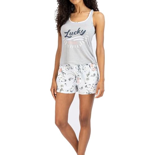 Image of Lucky Brand Womens 2 Piece Lounge Set, Lightweight Soft Pajamas Sleepwear Crossback Tank Top and Sleep Shorts