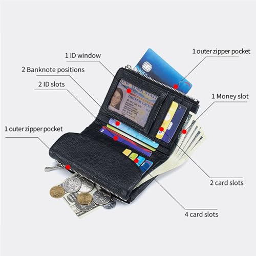 Unisex Pebble Leather Wallet, Small Wallets for Women, Women's Genuine Leather Coin Purse with Credit Card Holder, Coin Holder & Cash Slots, Genuine Leather Wallet for Women (Dark Blue)3