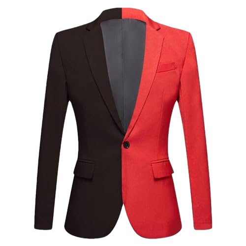 Men's Patchwork Blazer Jacket One-Button Wedding Suit Coats Contrast Tuxedo Dinner Suit Jackets