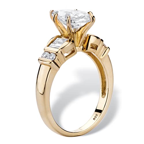 PalmBeach Yellow Gold-plated Sterling Silver Marquise Cut Cubic Zirconia Engagement Ring Sizes 6-102