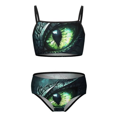 Dragon Eye Monochrome Girls Swimsuits Two Piece Bikini Sets Beach Sport Swimwear Bathing Suit