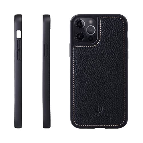 iPhone13 Pro Max ケース 本革 シュリンクカーフレザー 耐衝撃 ハンドメイド ギフト おしゃれ シンプル 大人可愛い メンズ レディース スマホケース 黒 ブラック SPG-13ProMax-Black