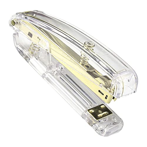 Staplers for Desk, Stapler Minimalist Style Stapler Labor Saving Easy Stapling Acrylic Metal Handheld Stapler Comfortable Grip Staples Small Stapler for Office School (Gold)