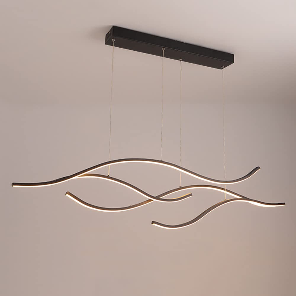 SXECAEPS Modern creative chandelier Modern Linear Pendant Light Fixture Adjustable LED Hanging For Dining Room Living Kitchen Stepless Dimmable With Remote Control