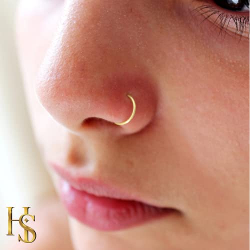 Image of HighSpark 92.5 Sterling Silver Nose Ring for Women | Simple & Elegant Nose Piercing for Women & Girls | Lovely Gift