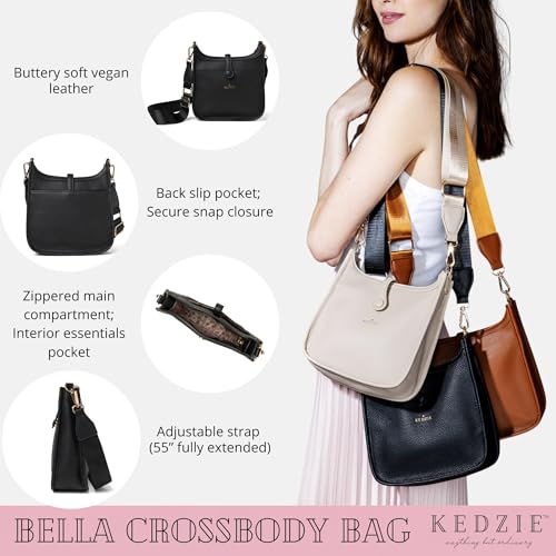 KEDZIE Bella Vegan Leather Crossbody Bag for Women with Adjustable Strap2