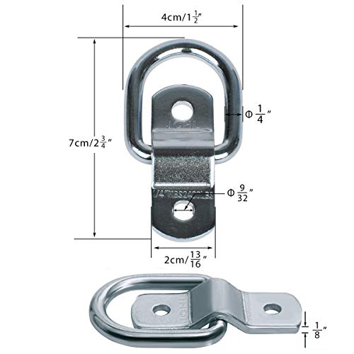 JCHL D-Ring Tie Downs Anchors Lashing Rings for Loads on Trailers Trucks RV Campers Vans ATV SUV Boats Motorcycles etc Vehicles Heavy Duty 2400 Pounds Capacity Tie Down Ring (10-Pack)