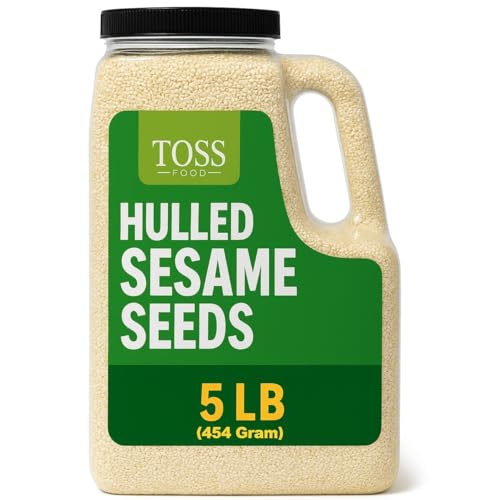 TOSS Hulled White Sesame Seeds, 5 LB Bulk Resealable Jar