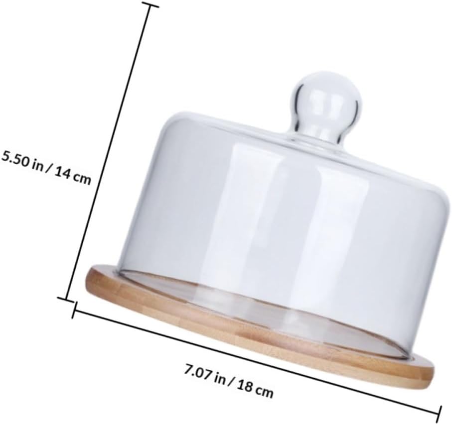 Protective Cake Cover with Large Glass Dome and Food Tray, Dustproof Fresh-keeping Glass Cake Stand, Suitable for Dessert Display and Serving