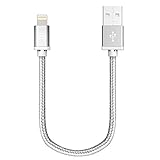 LAX Gadgets iPhone Charger Lightning Cable - [MFi Certified] Durable Braided Apple Lightning USB Cord for latest iOS including iPhone 7/7Plus/IPad Pro (1 Feet) - Silver