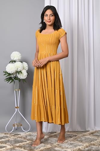 Image of IQRAAR Dress for Women Printed Midi Dress