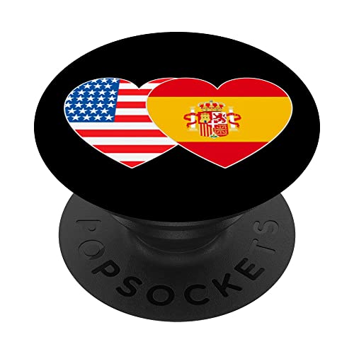 España Y Estados Unidos Bandera Corazón Gemelo Para Español Americanos Patriots Popsockets Popgrip Intercambiable