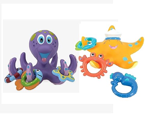 Nuby Floating Purple Octopus with 3 Hoopla Rings and Nuby Starfis...