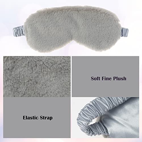 RAYNAG-4-Pack-Plush-Eye-Mask-Soft-Sleeping-Blindfold-Eye-Cover-for-Sleepover-Gift-Birthday-Party-Favors-Comfortable-Silky-Fabric-on-The-Back-Cozy-Fluffy-and-Furry