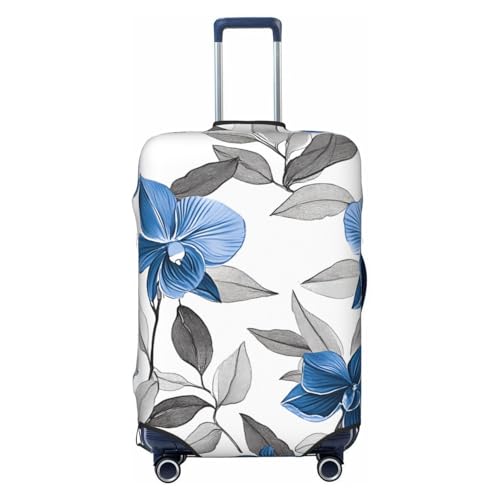 Floral Blue Gray Print Travel Luggage Cover Elastic Baggage Protector For Men Women Fits 18-21 Inch Luggage Suitcase Covers