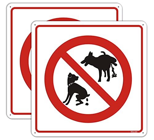 Cartel de prohibición sin caca y pipí para perros No Pet Incroestación signos Cartel de aluminio 30 x 30 cm sin signo de suciedad señal de prohibición heces perro 2 unidades Cover
