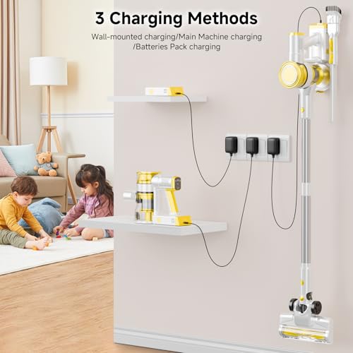 fenhua Cordless Vacuum Cleaner, 35Kpa Vacuum Cleaner for Home, 45Mins Stick Vacuum with LED Display, Anti-Tangle & Wall Mount Charging for Hard Floors, Carpet, Pet Hair by fenhua - Used condition - Image 9