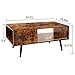 usikey Wooden Coffee Table, Mid-Century Coffee Table with Storage Open Shelf, Accent Cocktail Table for Living Room, Reception, Rustic Brown
