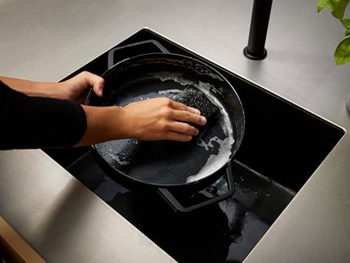 BORA Reinigungsschwamm, 2er Set, Spülschwamm, für beschichtete Pfannen, Töpfe & Kochfelder, Spülmaschinengeeignet, Topfreiniger, Schwarz
