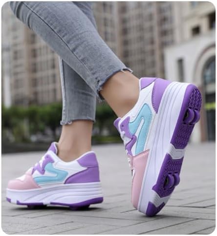 ANEFUN Skateschoenen voor kinderen, jongens en meisjes, sneakers met afneembare wielen, sportschoenen, Lila., 20 EU ANEFUN Skateschoenen voor kinderen, jongens en meisjes, sneakers met afneembare wielen, sportschoenen, Lila., 20 EU