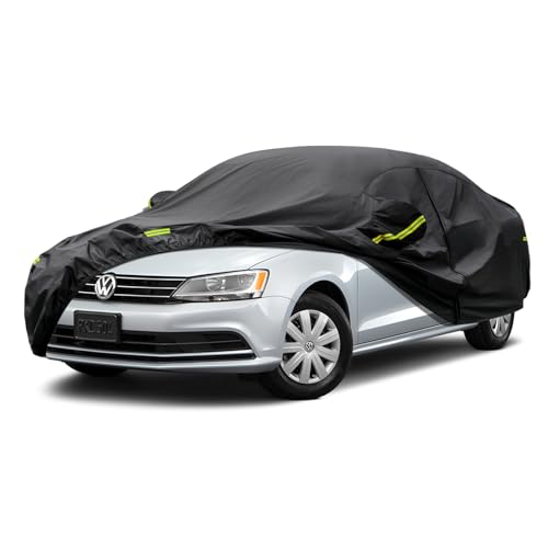 Image of Kaugung 7 Layers Car Cover Custom Fit Volkswagen Jetta from 2005 to 2025, Waterproof All Weather Resistant Outdoor Indoor Sun Rain Dust Snow Protection.(USA Warehouse,Within 3-7 Days) Black