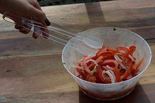 [12 PACK] 9 inch Heavy Duty Clear Serving Tongs - Plastic Disposable Salad Tongs - High Heat Plastic, Catering, Salads, Bakery, Buffets, BBQ, Ice, Hot and Cold Foods by EcoQuality (9