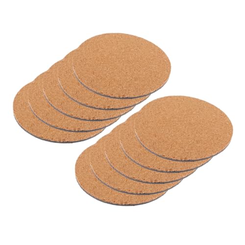 Beavorty 10 Posavasos de Corcho Antideslizantes para Macetas, Tapetes Redondos de Corcho Base de PP, Resistentes al Calor, Absorbentes y Aptos para Interior, Diámetro 100 Mm, Juego de 10