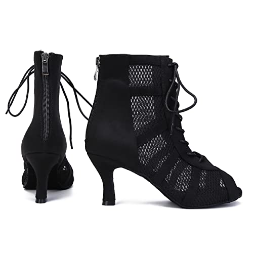 Women's Latin Dance Shoes Female's Ballroom Salsa Dance Shoes 3" Heel(Black Size 7 #TOP5