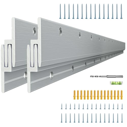 Image of 30 inch French Cleat Heavy Mirror Mounting Hardware Aluminum Alloy Z Clips Mirror Hanger Picture Frame Hanging Kit Heavy Duty Z Brackets for Wall Mounting Max Load 200 Lbs, 2 Pairs