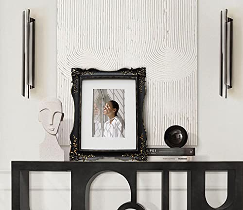 Asowin Antique Picture Frames,8×10 Baroque Photo Frames With Floral Relief, Wall And Tabletop Picture Frames Black #TOP3