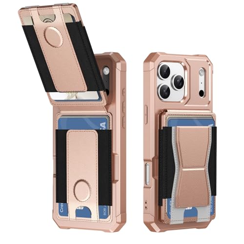 Étui iPhone 17e résistant anti-rayure avec portefeuille or rose