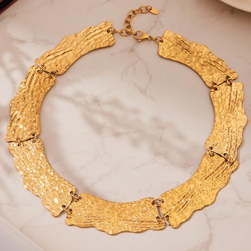 Collier ras de cou acier composite asymétrique avec perles baroques