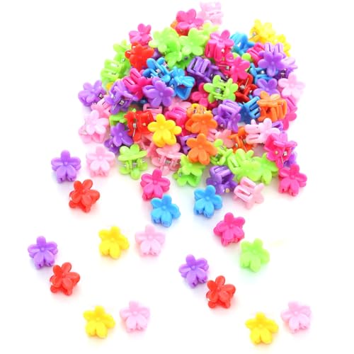JEXOWIQ 50pcs pinzas pelo pequeñas, Pinzas Pelo Niña,Horquillas Pelo Niña en Forma de Flor Multicolor,pinzas pelo pequeñas,Mini Pelo Garras de Pelo,Pinzas Pelo Bebe,Mini Clips de Pelo de Plástico