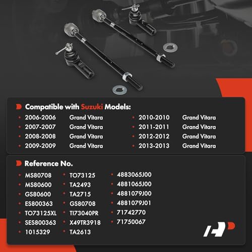 A-Premium Set of 4, Front Inner Outer Tie Rod End Kit, Compatible with Suzuki Grand Vitara 2006-2013 by A-premium - Image 2