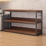 ACLFF Küchenregal, Standregal mit 3 Ablagen, Mikrowellenhalter, leichte Montage, für Küche, Wohnzimmer, 80/100/120x40x80 cm, Vintagebraun