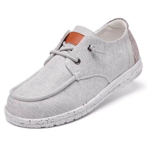 Loafers Shoes for Women Trainers Slip On Shoes Canvas Walking Shoes Orthopedic Arch Support Memory Foam Comfortable Work Shoes Lightweight Moccasins Casual Shoes Light Grey UK 3